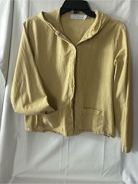 Lightweight Hooded Button-Front Jacket - Mustard Seed Color Size M - Willow